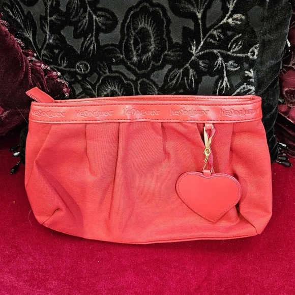Yves Saint Laurent red clutch. CAN  BE A CROSSBODY TOO - Picture 3 of 6